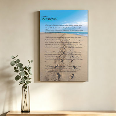 Footprints Poem Card - Inspirational Footprints in The Sand Card - Footprint Prayer Cards, Small Bible POSTER