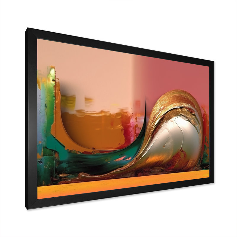 «Landscape Of Happiness In Retro», impression sur toile, H 24 po x l 32 po x P 1 po, Cadre simple noir