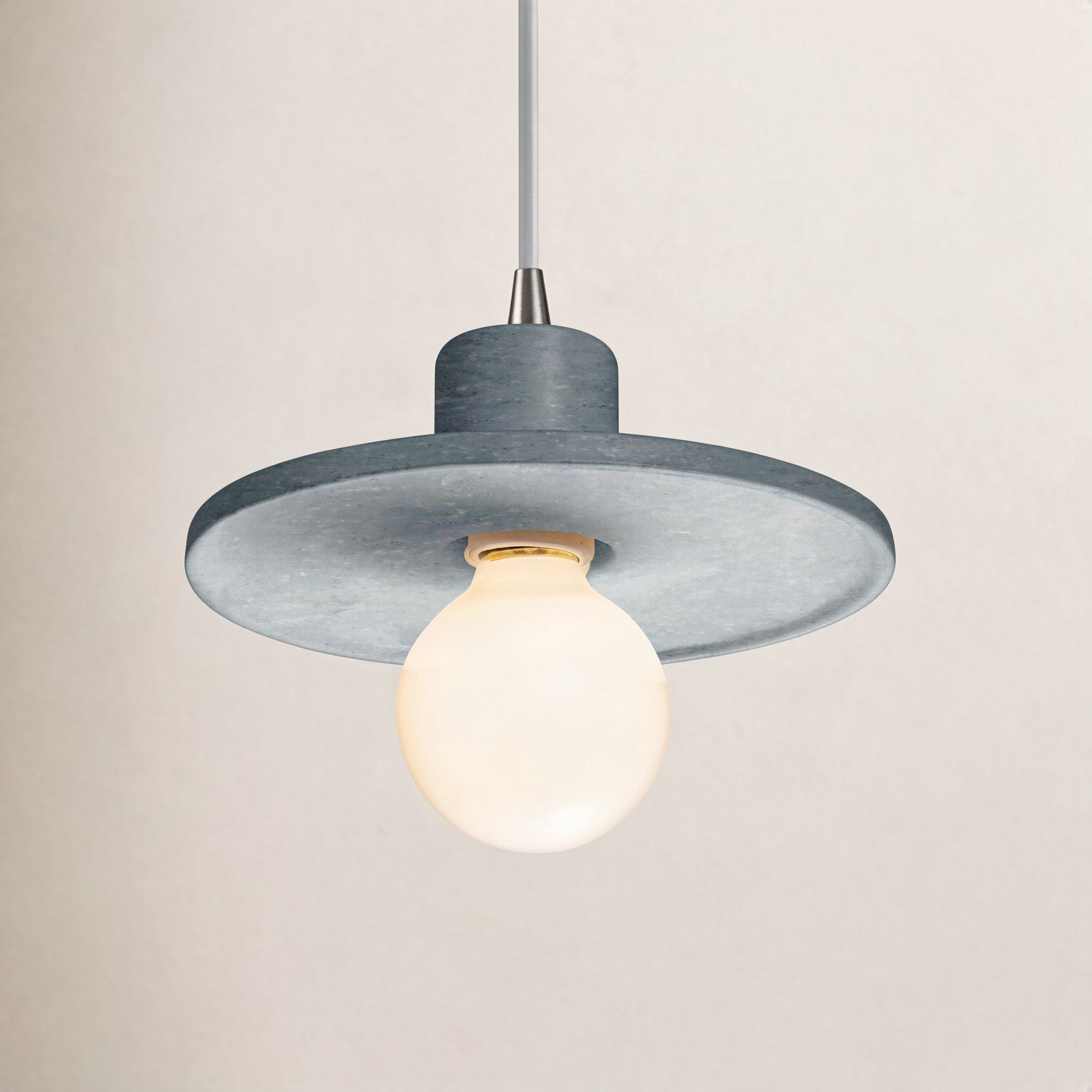 Leni Ceramic Dimmable Pendant, Concrete, Brushed Nickel