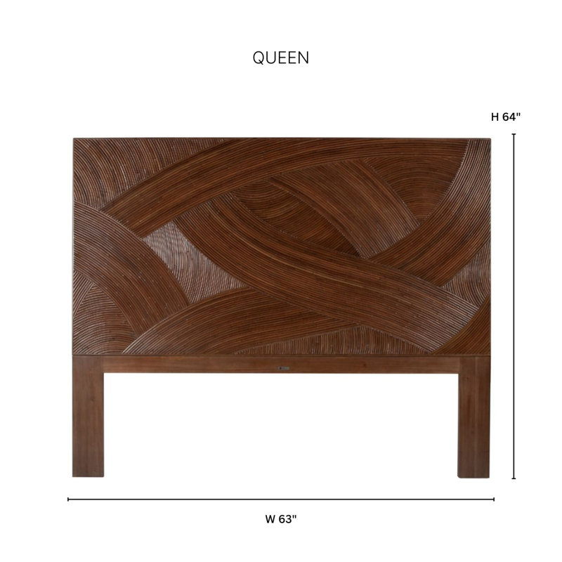 Swirl Rattan Headboard, Queen, Golden Mahogany