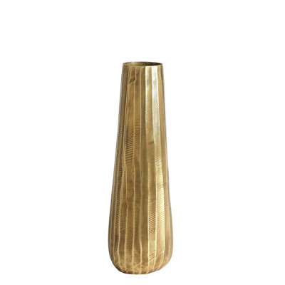 Chased Round Vase-Antique Brass