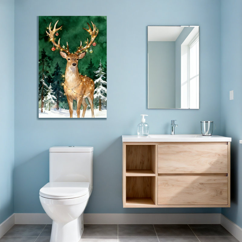 Cerf de Noël avec lumières et ornements, H 40 po x l 28 po