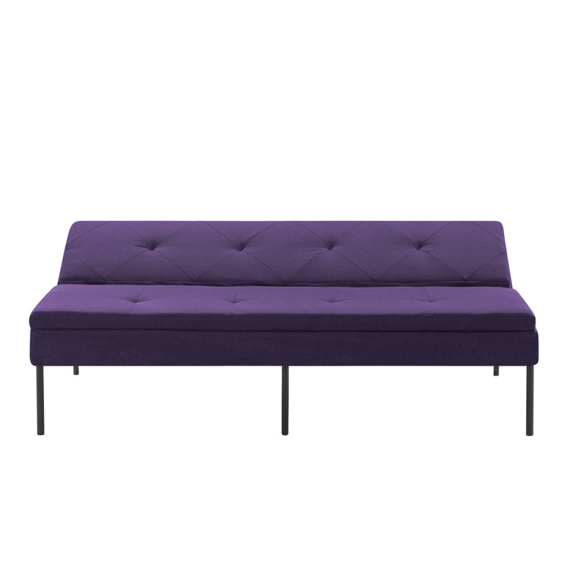 Canapé-lit futon mauve à 3 places, canapé-lit pliant simple avec structure en métal et revêtement en polyester, Purple
