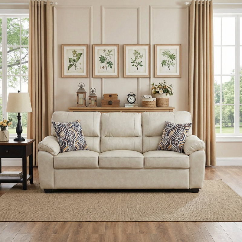  Canapé 80,5 po Leathaire, Beige