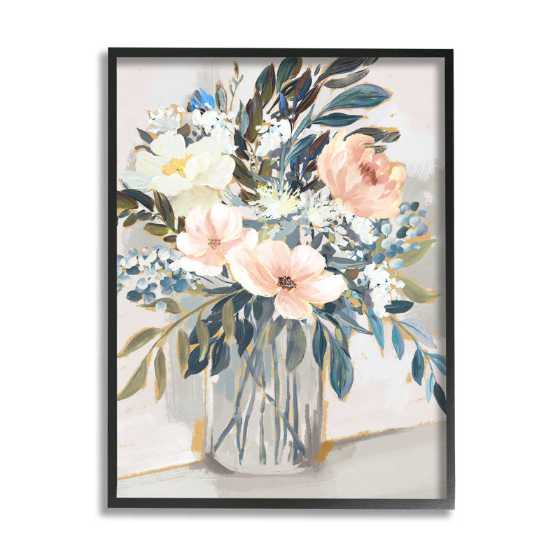 Art floral giclée par Nina Blue, H 14 po x l 11 po x P 1,5 po, Giclée encadrée noir minuit