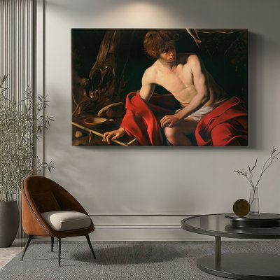 Saint John the Baptist in the Wilderness (Nelson-Atkins Version)-Caravaggio-Gallery Wrapped Canvas-c. 1604–1605