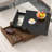 Multi-functional Square 360°Rotating Coffee Table with 2 Drawers, High Gloss 2-Tier Centre Table with Swivel Tabletop and Storage, Walnut Table Frame Side Table for Living Room, Black