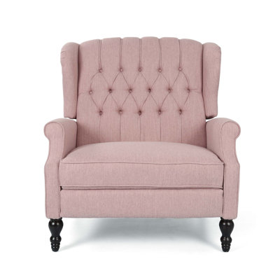 Oversized Tufted Wingback Fabric Push Back Recliner With Nailhead Trim And Button Tufted Diamond Stitch For Living Room, Bedroom