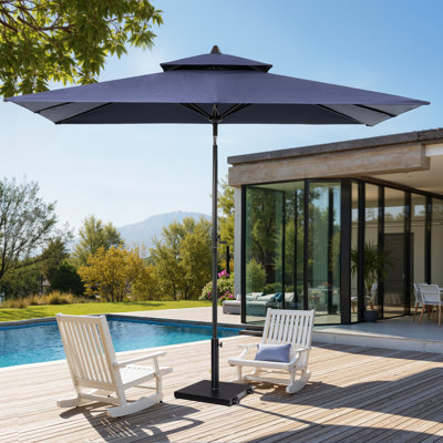  Parasol de marché rectangulaire 59 po x 106 po, base lestée avec roulettes incluses