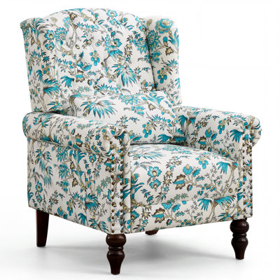 Kinsman Wingback Accent Chairs, Mid-Century Modern Armchair With Nailhead Trim, Upholstered Single Sofa Chair With Solid Wood Legs For Living Room Bedroom