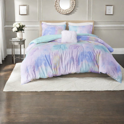 Ensemble de literie Dreamy Watercolor, édredon en polyester hypoallergénique avec coussin décoratif, grand