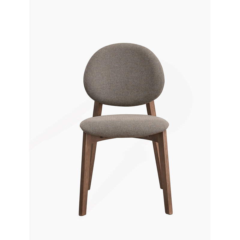 Ensemble de 2 chaises d'appoint Hadasa au fini brun clair lin et noyer, Marron clair