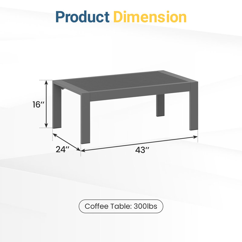 Outdoor Furniture Patio Coffee Table, Gray