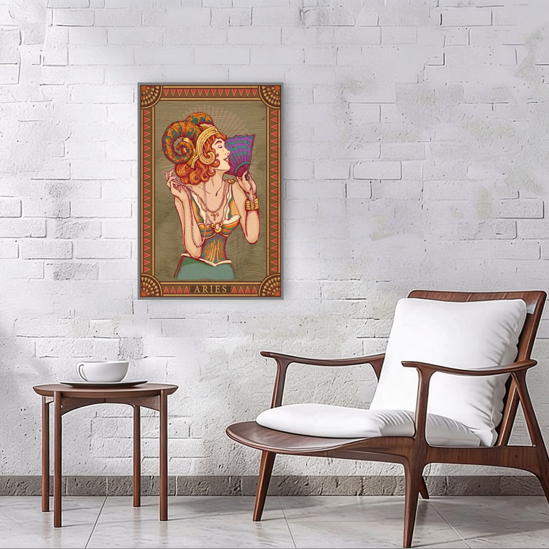 Aries Art Deco Woman Elegant Vintage Wall Art Print 1 Piece Wrapped Canvas Wall Art, 91.44cm H x 60.96cm W
