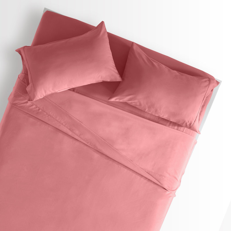 Microfiber Percale Sheet Set, Twin Sheet Set + Fitted Sheet + 1 Pillowcase, Pink