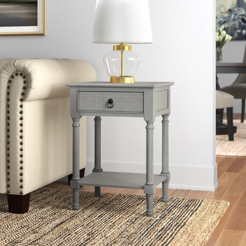 Ahearn End Table with Storage, Distressed Gray