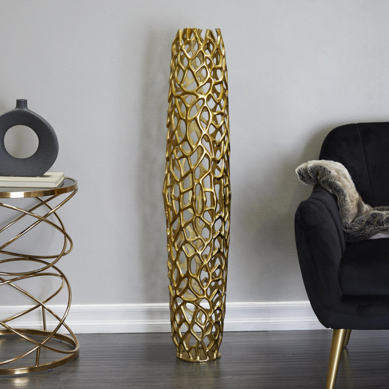 Vase Bodo, Or, H 45 po x l 10 po x P 10 po