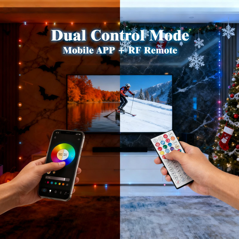 APP-Controlled RGB LED Rope Light, 33-Ft Waterproof Color-Changing Strip with Remote, Music Sync, Timer, and Mounting Kit for Indoor and Outdoor Use
