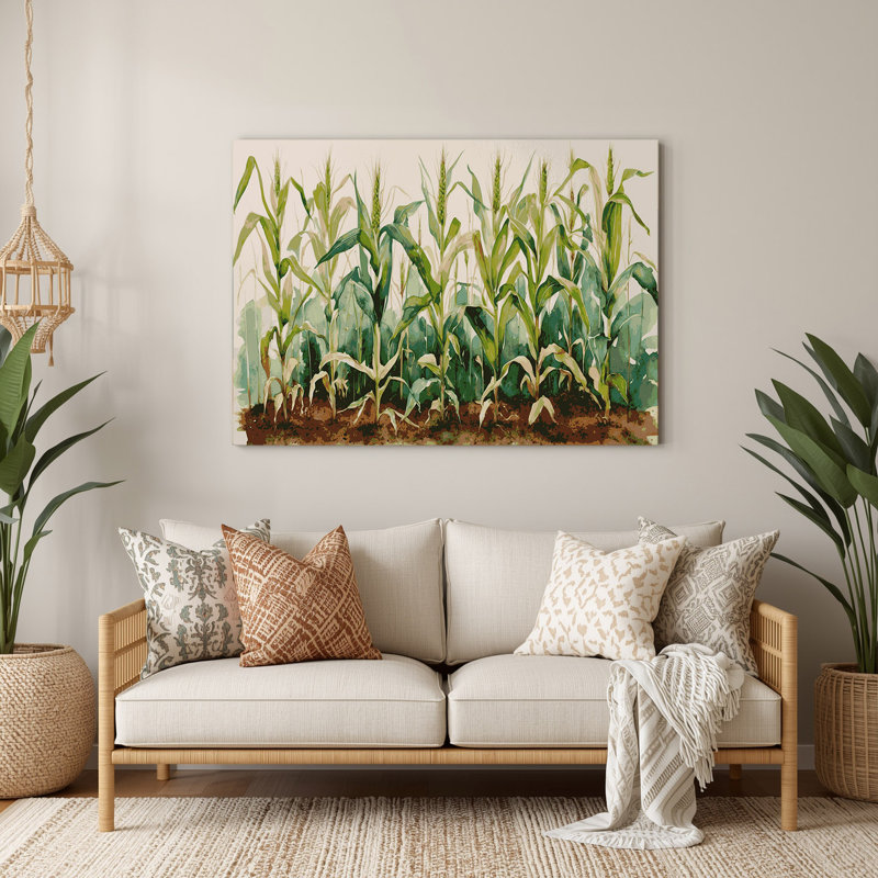 Art mural en métal légumes pousses de maïs beige, H 11 po x l 14 po
