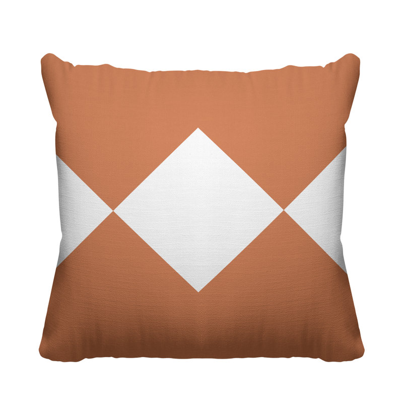 Coussin décoratif à motif géométrique intérieur / extérieur Alexis Diamond, L 17 po x H 17 po, Chair
