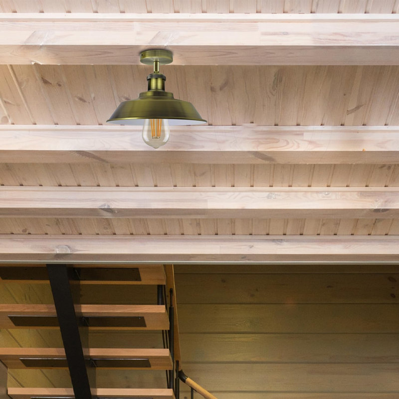 Semi Flush Mount, Green Brass