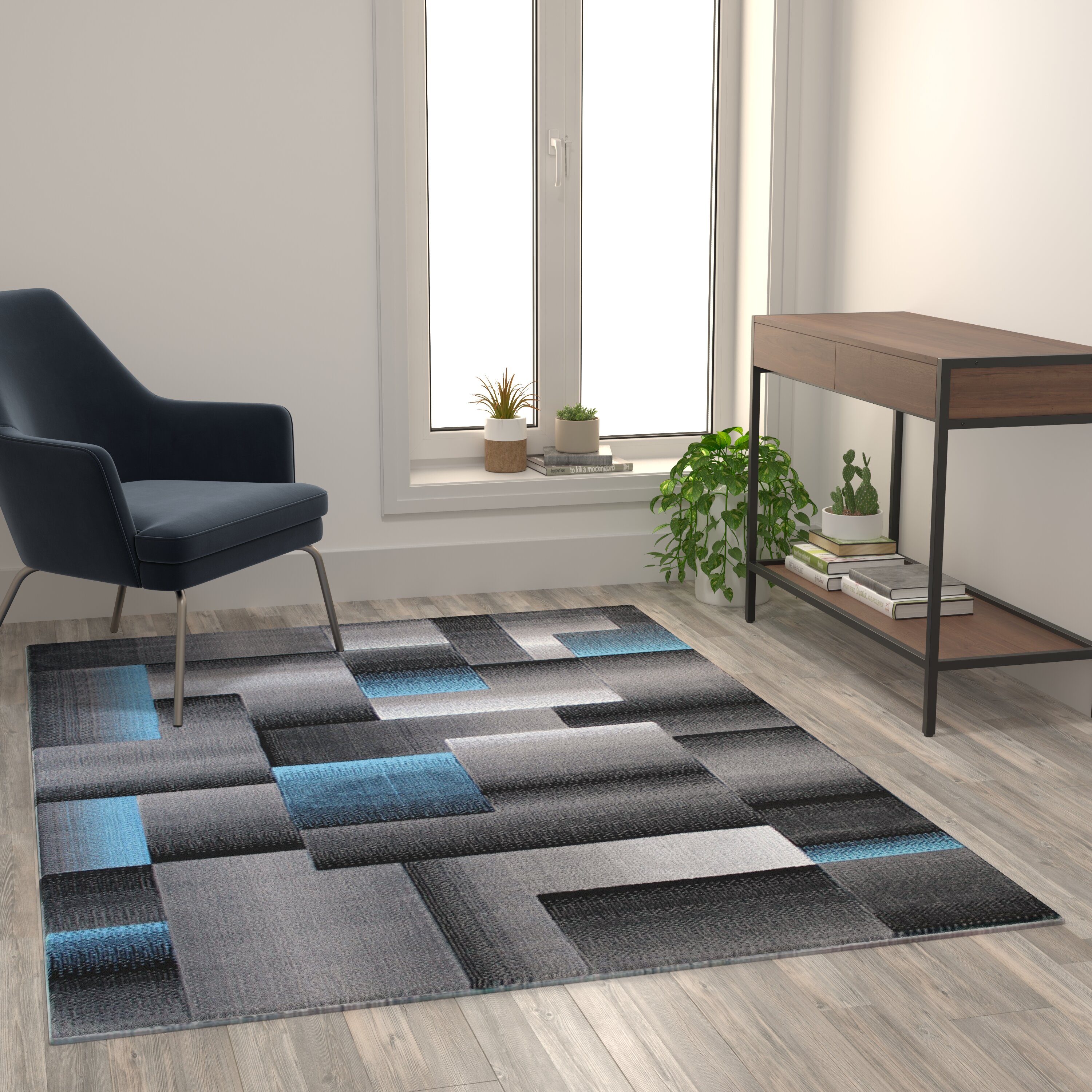 Contemporary Area Rugs 8x10 Blue Gray Living Room Rugs 5x7 Door Mats 2x3  Carpet
