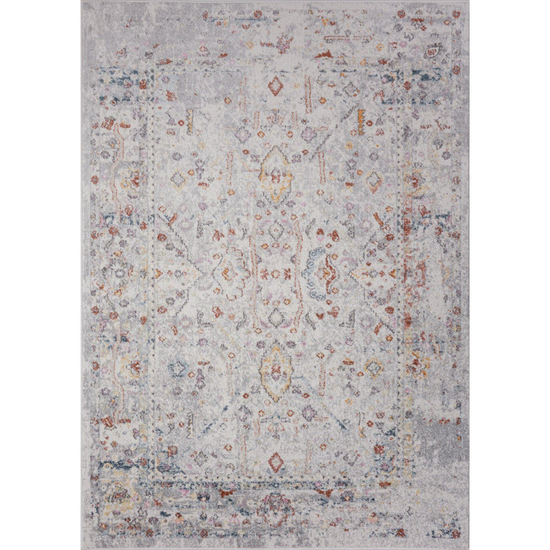 Tapis oriental gris Leon, Rectangle 2 pi 7 po x 4 pi 11 po