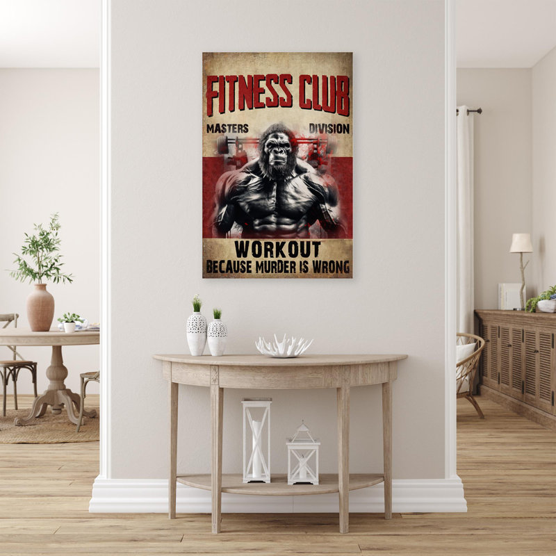 «Fitness Club», reproduction d'art rectangulaire sur toile 1 pièce, H 14 po x l 11 po x P 1,25 po