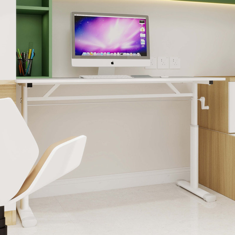 Adjustable Study Desk, White, 35.43" H x 47.24" W x 23.62" D