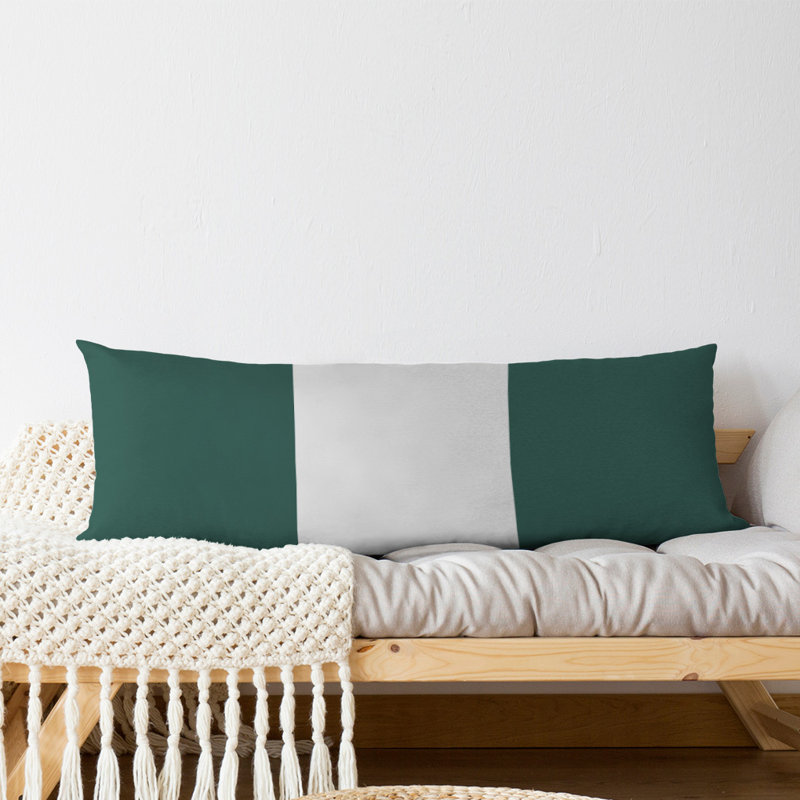 Oreiller de corps en polyester Adele 20 po x 54 po, Vert / Blanc moyen