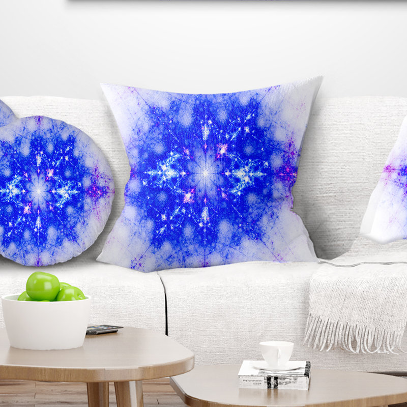 Motif bleu - coussin abstrait imprimé, 16 po x 1 po, Coussin décoratif