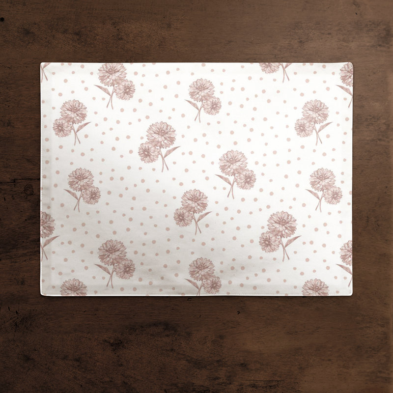Polka Dotted Floral Rectangle Placemat, Pink