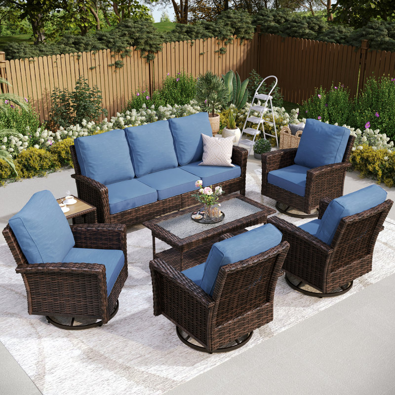 Ensemble de conversation d'extérieur en osier pour terrasse, Marine