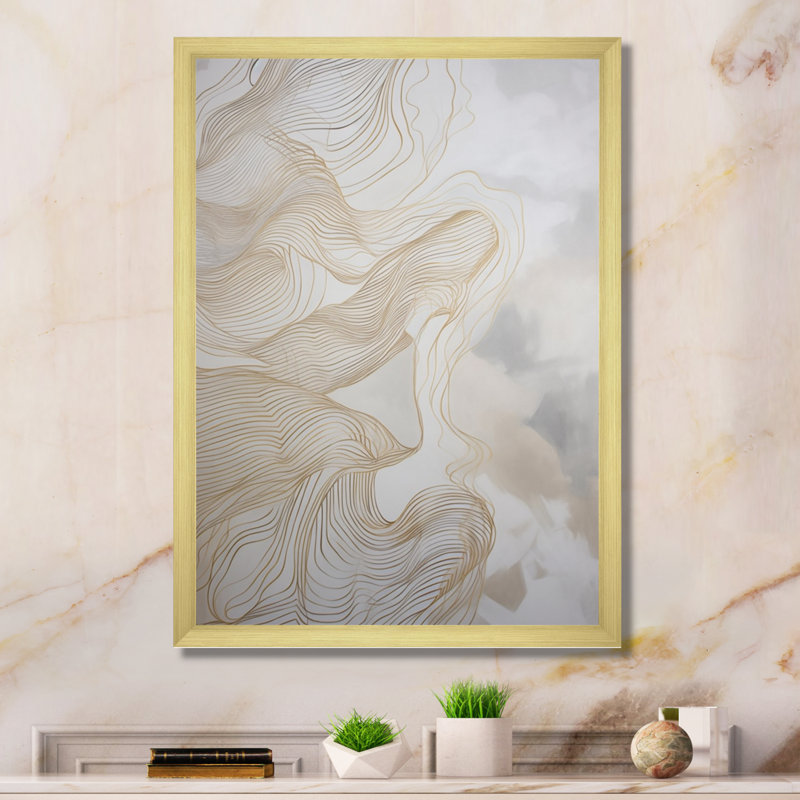 Expressions linéaires dorées et grises II Expressions linéaires dorées et grises II, reproduction sur toile, Encadrement doré