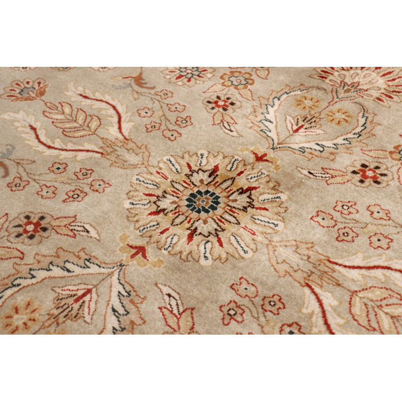 Tapis brun / ivoire oriental en laine / coton noué à la main 7 pi 10 po x 9 pi 10 po Oriental, 7 pi 10 po x 9 pi 10 po