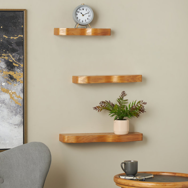Ensemble de tablettes murales en bois brun Cole and Grey