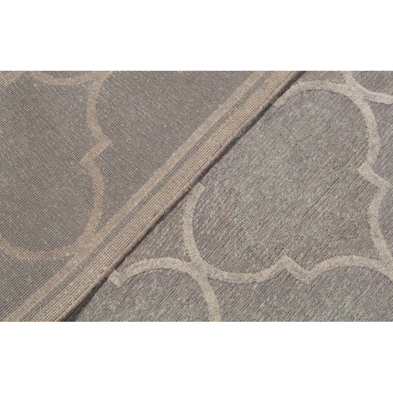 Cotton Geometric Area Rug in Gray