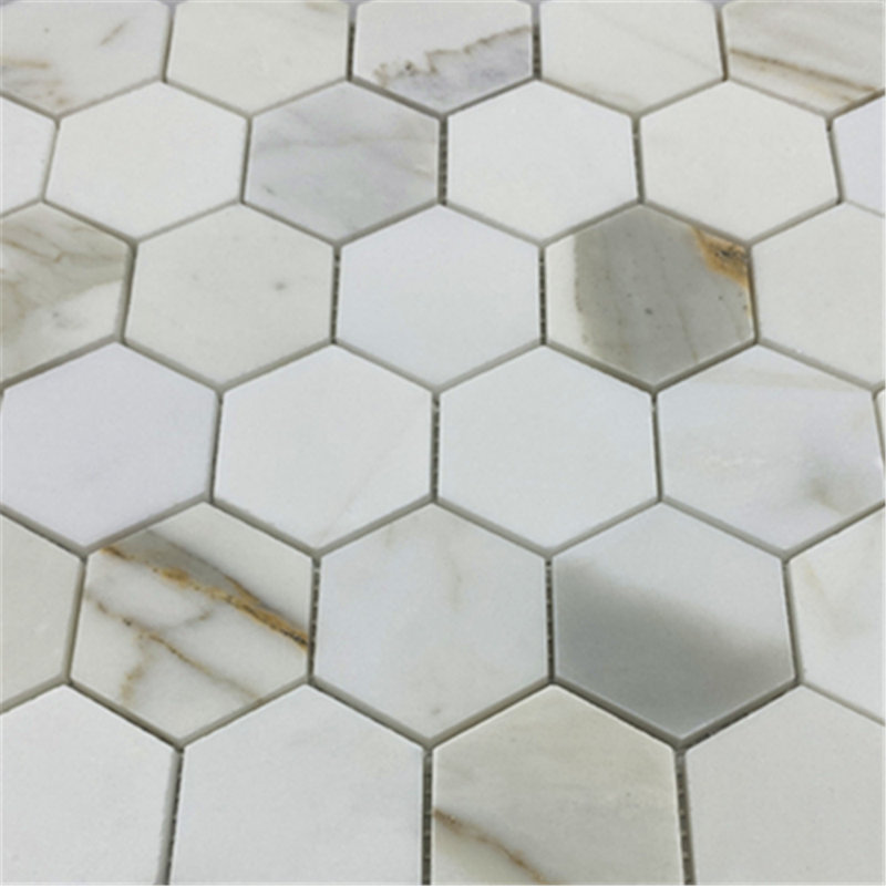 Calacatta 12" x 10" Marble Mosaic Tile, LIght Gray