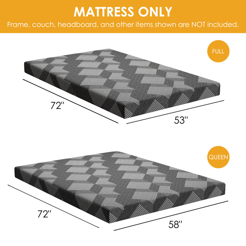 4 Inch Gel Memory Foam Sofa Mattress Full Size, Mattress Replacement For Sleeper Sofa, Couch Bed, Guest Rooms, Rvs & Boats, Grey