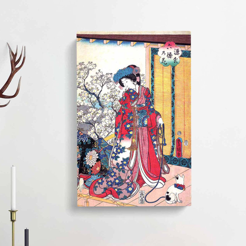 Geisha with a Cat by Utagawa Kunisada - Wrapped Canvas, 60cm H x 40cm W x 3cm D