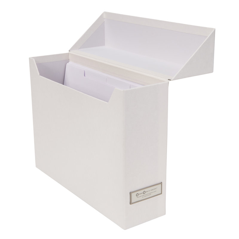 White Textured Paper Flip-Top Storage Box with Dividers