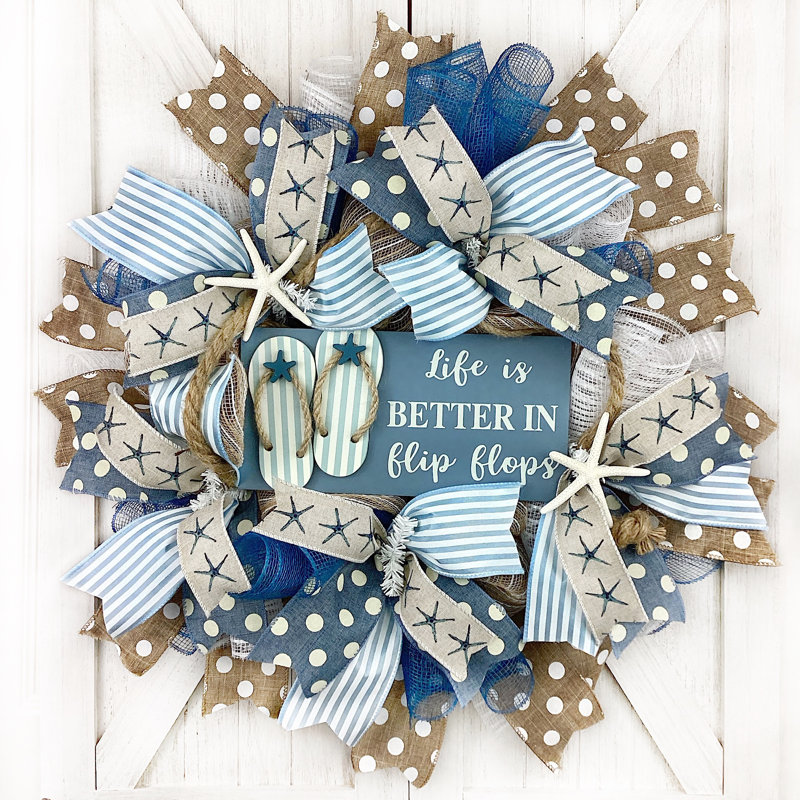 Couronne en maille 18 "Life is Better in Flip Flops Crab