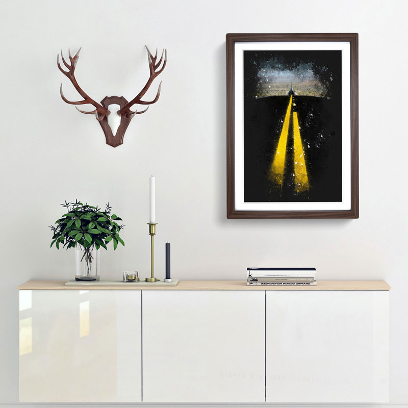 Horizon Of Nevada Paint Splash - Picture Frame Graphic Art, 87cm H x 62cm W x 2cm D, Walnut Framed