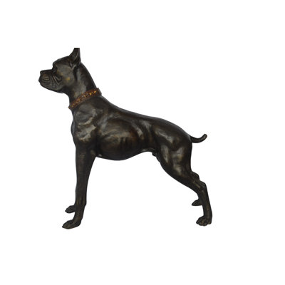 Boxer Dog Bronze Statue - Size: 35"L X 10"W X 36"H.