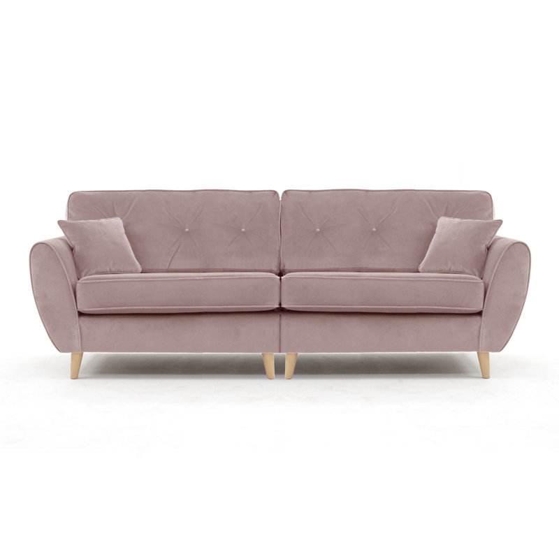 Rafe 4 Seater Velvet Sofa, Dusky Pink Velvet