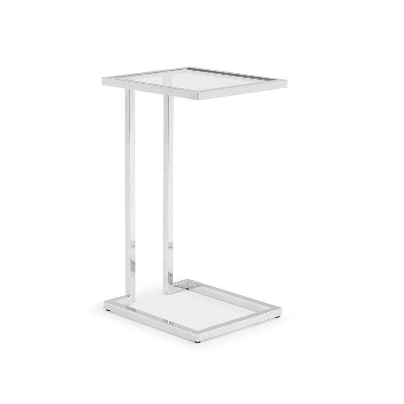 Vienna Pull Up Table - Glass Top, Polished Stainless Steel