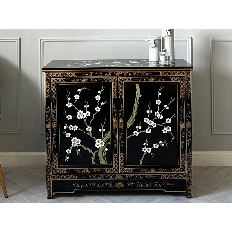 Hand Painted Cherry Blossom Sideboard Cabinet