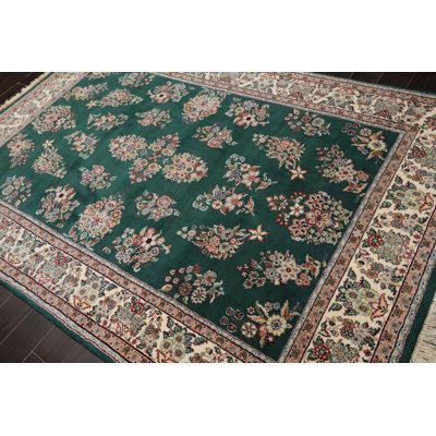 6x9 Hand Knotted New Zealand Wool Emerald Traditional Plush Pile Velvety Rug