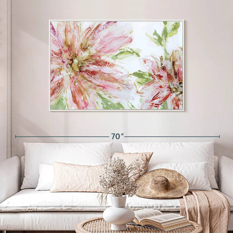 Panache floral, 46 po x 31 po, Cadre flottant blanc