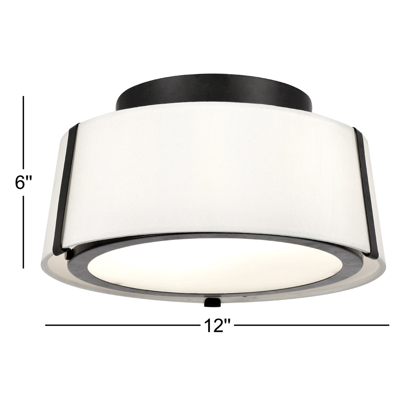 Marietta 2 - Light 12" Flush Mount, Matte Black, White Silk